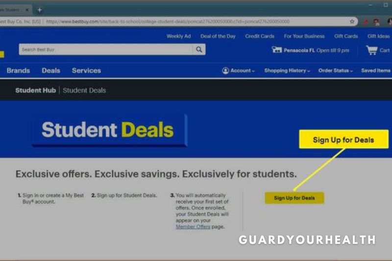 Step 1 Click Here to visit the Best Buy student hub page.