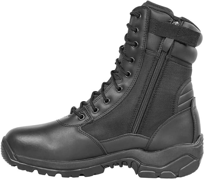 LA Police Gear Men's Core 8" Side-Zip Duty Boot, Oil & Slip Resistant Lightweight Leather Uniform Boot, Men's Tactical Boot